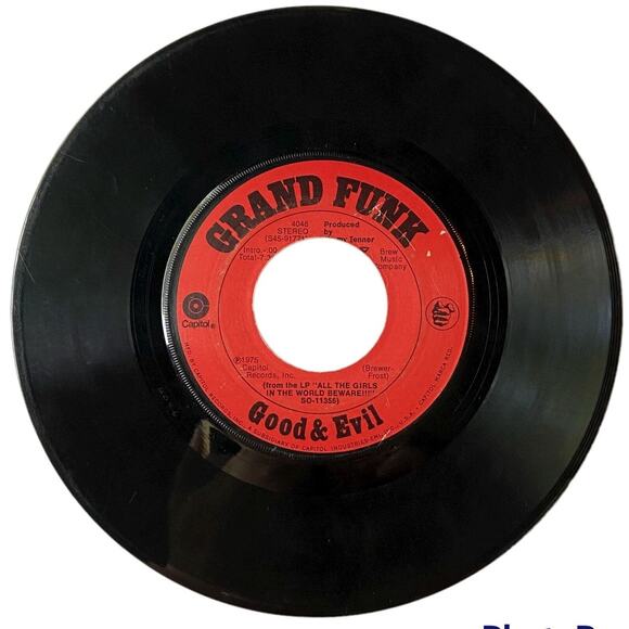 Grand Funk Bad Time/Good & Evil 7" Vinyl 1975 Classic Rock Capital Stereo - Picture 6 of 7